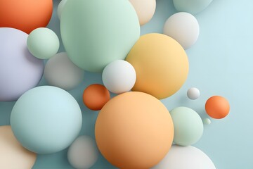 Playful Pastel Spheres Floating in a Minimal Background for Creative and Soft Aesthetic Designs