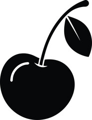 cherry fruit silhouette vector icon on white 