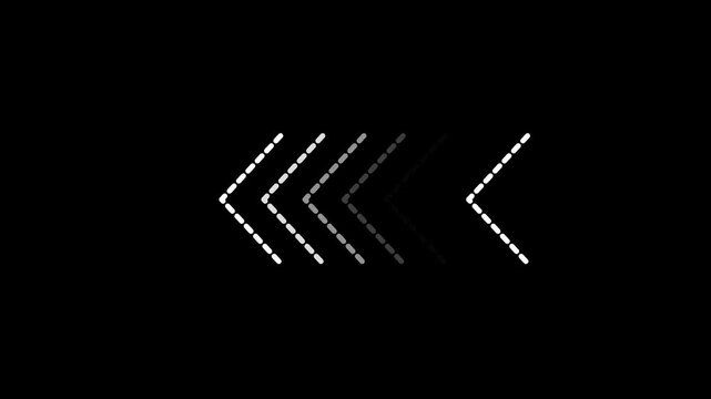 arrow icon animation on black background. point moving arrow motion animation