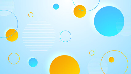 Blue and yellow circles on a light blue background. Perfect for vibrant and playful designs, decorations, invitations, and art prints.