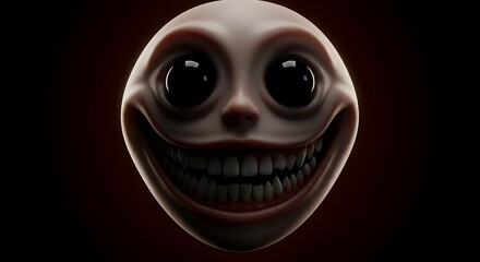 Obraz premium Creepy Face with Large Smile and Eyes on Dark Background