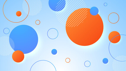 Simple abstract design of orange and blue circles on a light blue background. Suitable for web graphics, social media posts, and corporate presentations.