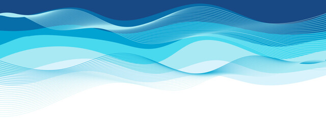 Blue abstract wavy lines on a white background. Suitable for presentations, graphic design projects, website backgrounds, and contemporary artistic concepts.