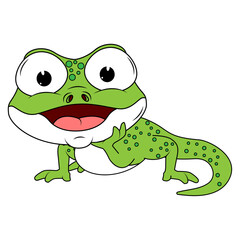 Cute Green Newt Animal Cartoon