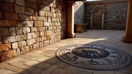 Mosaic Pathway and Arched Design in Bright Light ,fantasy World, Fantasy Landscape