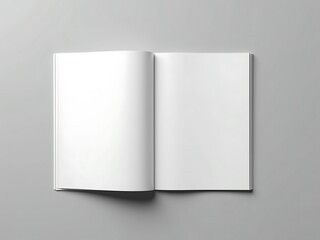 An Open Book With Blank White Pages Lies Flat On A Light Grey Surface, Ready For Writing Or Displaying Content, Publication Mockup