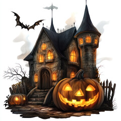 halloween pumpkin with bats