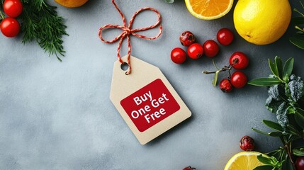 Fresh produce sale featuring a Buy One Get One Free tag