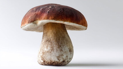 Single, whole edible mushroom.  Mature, robust, earthy tones