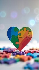 Colorful Heart Puzzle Symbolizing Love Unity and Emotional Support