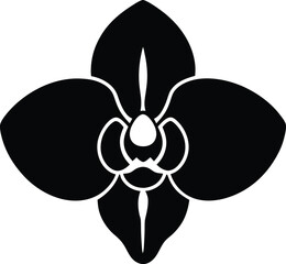 orchid flower silhouette icon on white background .eps