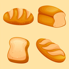 illustration of a collection of various kinds of bread and bakeries
