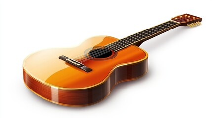 Fototapeta premium Classic acoustic guitar on minimalist white background, a timeless instrument