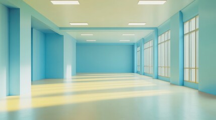 Obraz premium Empty modern teal corridor