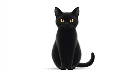 Black cat sitting, illustration