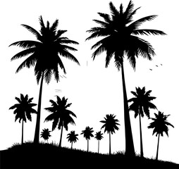 Set of different palm tree silhouette isolated on white background, stock vector illustration stock illustration