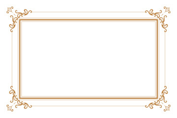 Elements of ornate vintage frames. Border gold on white classic calligraphy swirls, floral motifs. Design print for greeting cards, wedding invitations, restaurant menu, royal certificates. Set 48
