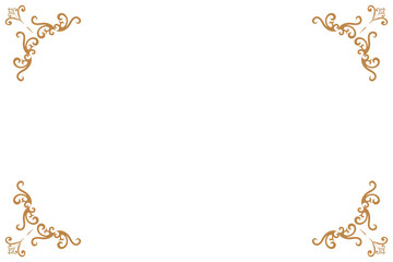 Elements of ornate vintage frames. Border gold on white classic calligraphy swirls, floral motifs. Design print for greeting cards, wedding invitations, restaurant menu, royal certificates. Set 51
