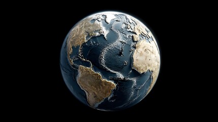 Obraz premium Realistic 3D rendering of planet earth on a dark background, outer space