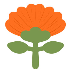 orange flower illustration, digital illustration of flower