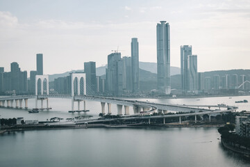 Fototapeta premium Sai Van Bridge is a cable-stayed bridge between Taipa island and Macau, China