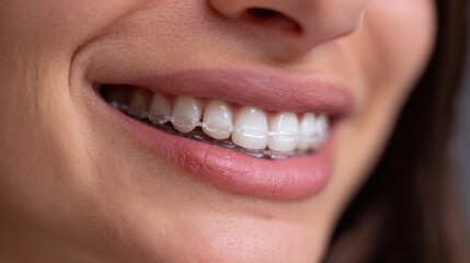 Fototapeta premium Close-up of a Smile with Clear Dental Aligners
