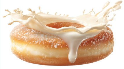 Glazed Donut with Cream Splash