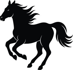 silhouette of a horse galloping on white background.eps