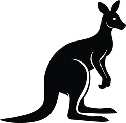silhouette of a kangaroo with baby in pouch 