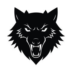 Angry Wolf Head Silhouette Facing Forward