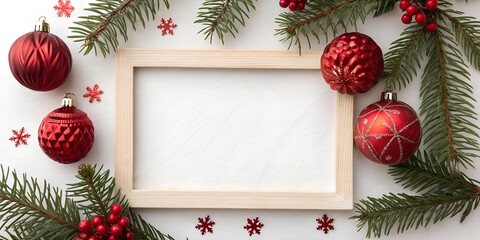 christmas greeting card with christmas tree branches