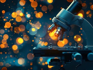 laboratory showing samples under a High tech microscope and digital analysis of molecular structures illustrating scientific research and innovation