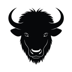 Bison Head Silhouette with Majestic Horns