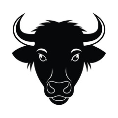 Buffalo Cow Face Silhouette Front View