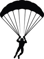 silhouette of a person parachuting on white background.eps
