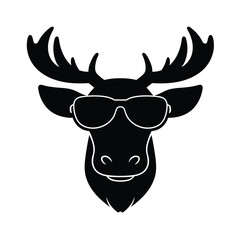 Moose Head with Sunglasses Face Silhouette