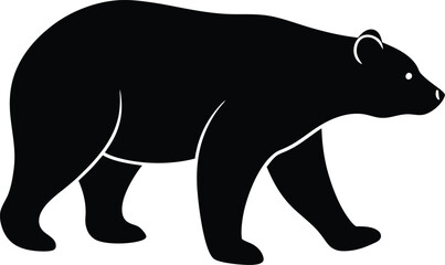 silhouette of a polar bear walking on white background.eps