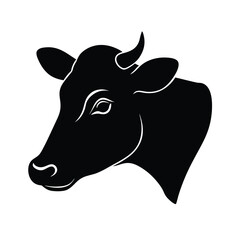 Cow Head Silhouette Side View Illustration