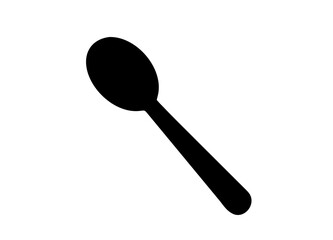 Minimalist Vector Silhouette of a Spoon - Rounded Bowl and Straight Handle Design for Utensil Illustration