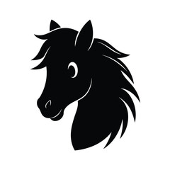Cute Pony Head Silhouette Front View
