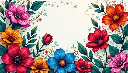 Intricate line art blooming flowers, continuous design , white, spring, texture