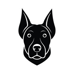 Dog Head Silhouette Vector Icon Front View