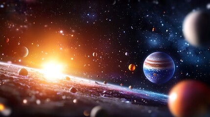Vibrant Planetscape Solar System Cosmic Exploration