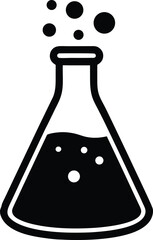 vector beaker with bubbling liquid on white background 