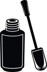 vector bottle of nail polish with brush on white 