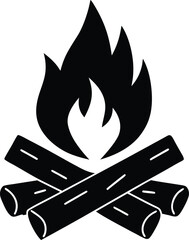 vector campfire with crossed logs on white 