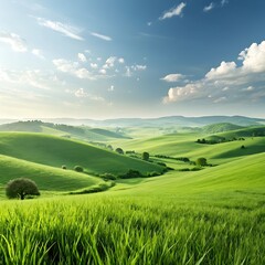 Fototapeta premium green field and blue sky