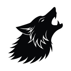 Howling Wolf Head Silhouette Side View