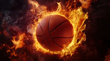 Obraz premium Fiery basketball in flames