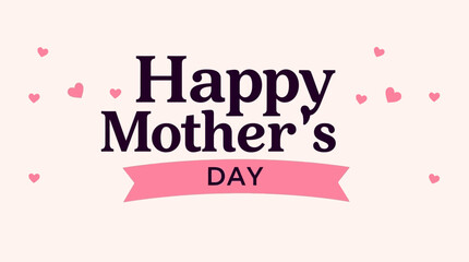 Fototapeta premium Happy mother's day card template with hearts and ribbon for greeting and celebration of motherhood love
